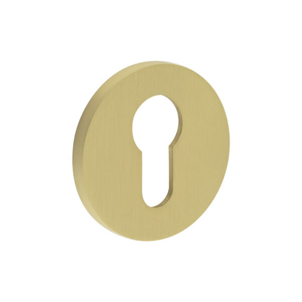 CR-S10 Satin Brass Euro Keyway Round Rose Escutcheon