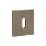 CR-T10 Antique Brass Standard Keyway Square Rose Escutcheon