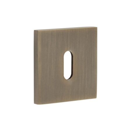 CR-T10 Antique Brass Standard Keyway Square Rose Escutcheon