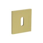 CR-T10 Satin Brass Standard Keyway Square Rose Escutcheon