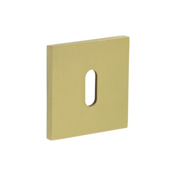CR-T10 Satin Brass Standard Keyway Square Rose Escutcheon