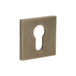 CR-U10 Antique Brass Euro Keyway Square Rose Escutcheon
