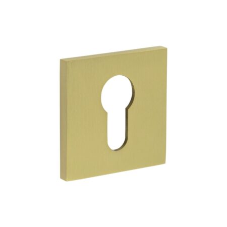 CR-U10 Satin Brass Euro Keyway Square Rose Escutcheon