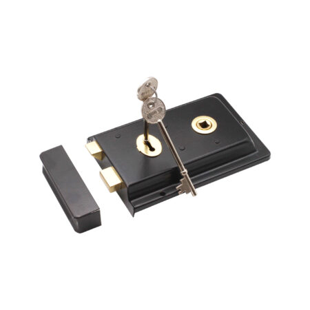 Brass Iron Rim Lock Fluted EXB Black Door Lock