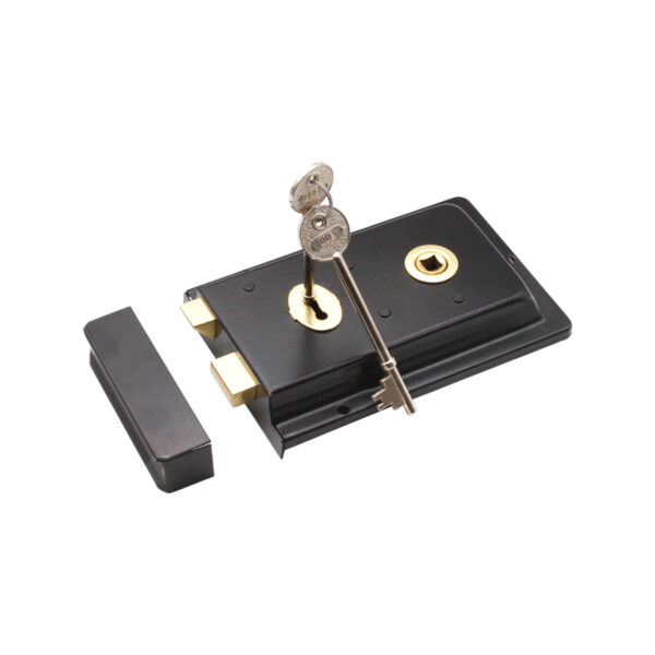 Brass Iron Rim Lock Fluted EXB Black Door Lock