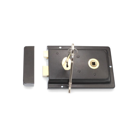 Brass Iron Rim Lock Fluted EXB Black Door Lock - Image 2