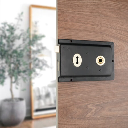 Brass Iron Rim Lock Fluted EXB Black Door Lock - Image 3