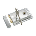 Polished Chrome Iron Rim Lock Fluted Door Lock
