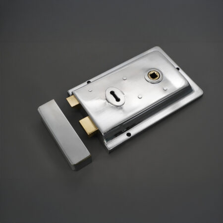 Polished Chrome Iron Rim Lock Fluted Door Lock - Image 2