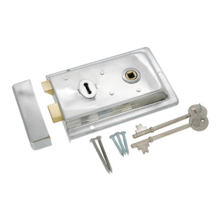 Polished Chrome Iron Rim Lock Fluted Door Lock - Image 4