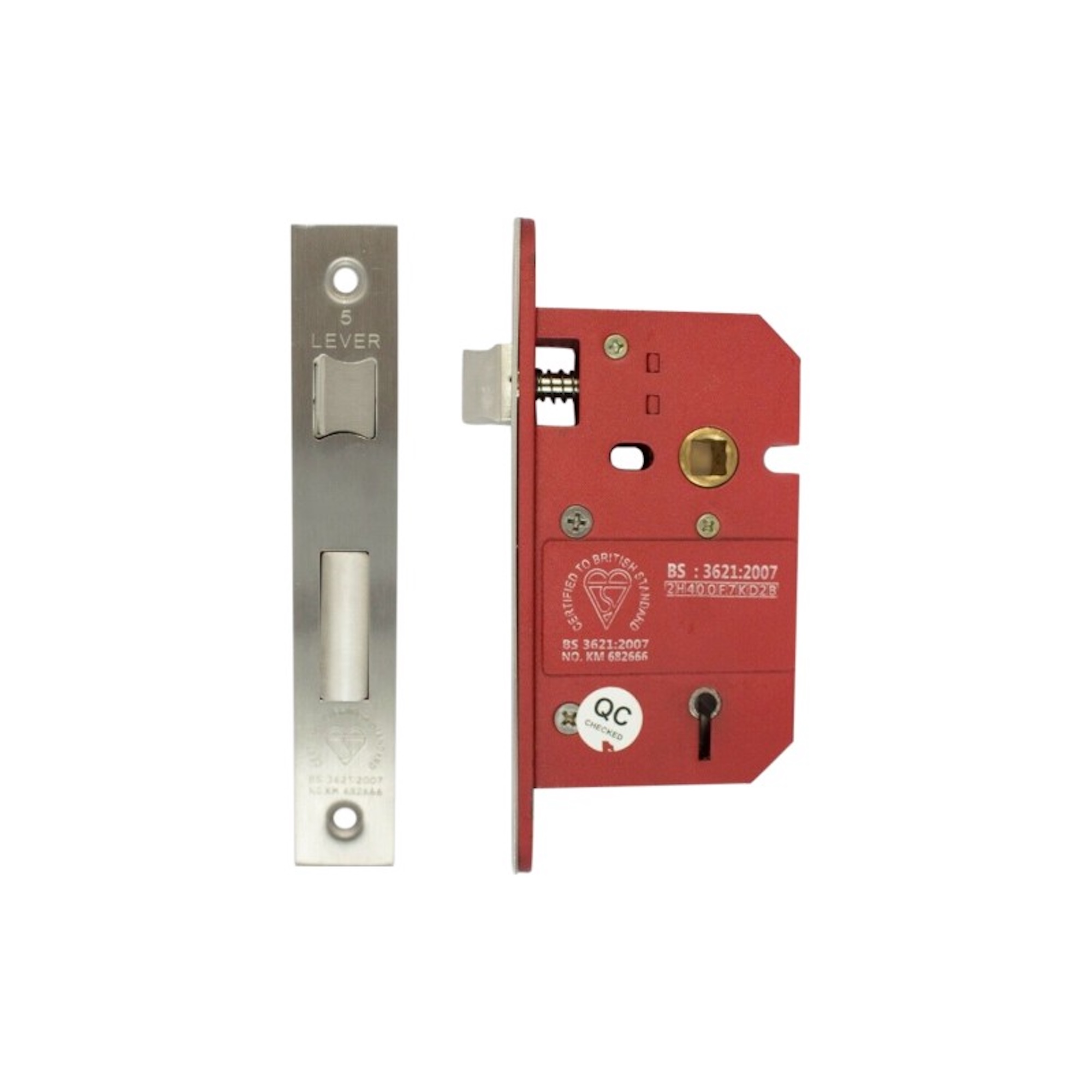 7830_1.jpg Spira Brass 7830 5 Lever BS3621 Sash Lock - 63mm Satin Nickel - Image 1