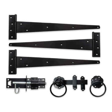 18" 450mm Plain Ring Gate Ironmongery Kit Black - Image 2
