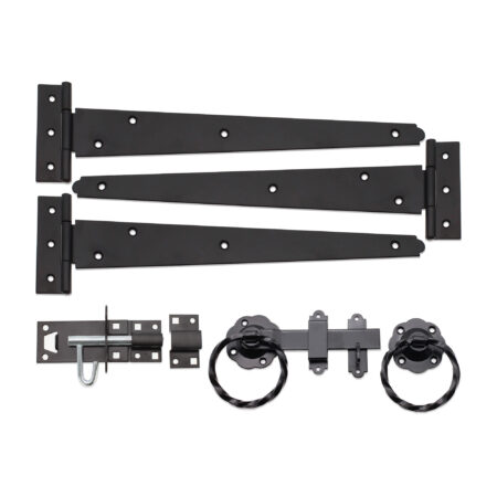 12" 300mm Twist Ring Gate Ironmongery Kit Black - Image 2