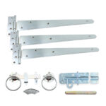14" 350mm Plain Ring Gate Ironmongery Kit Zinc