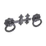 Brass 8"Fleur de Lys Twisted Ring Gate Latch Door Latch
