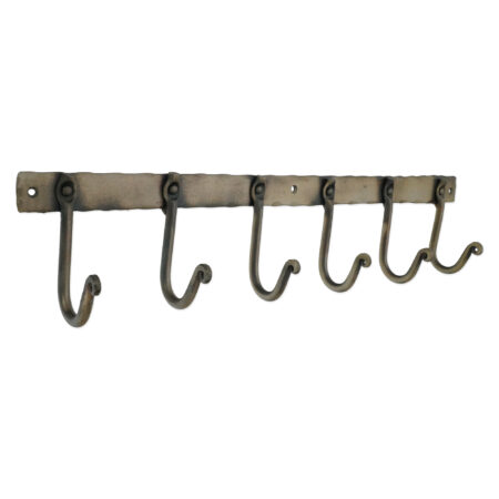 Spira Brass Iron Coat Hook Plain 6 leg - Antique