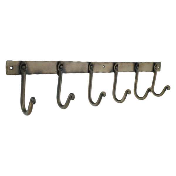 Spira Brass Iron Coat Hook Plain 6 leg - Antique
