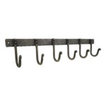 Spira Brass Iron coat hook plain 6 leg - Pewter