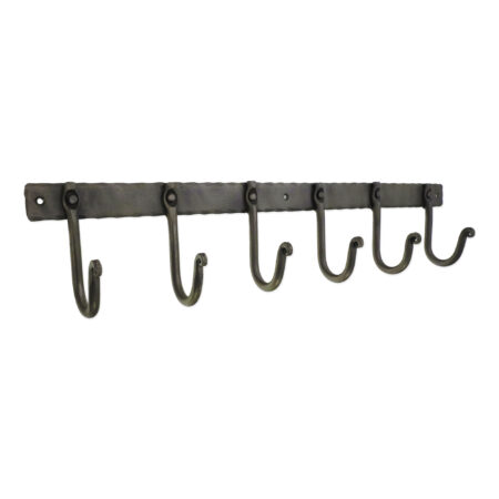 Spira Brass Iron coat hook plain 6 leg - Pewter