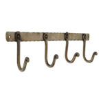 Spira Brass Iron Coat Hook Plain 4 leg - Antique