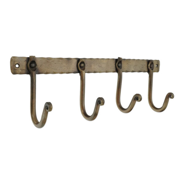 Spira Brass Iron Coat Hook Plain 4 leg - Antique