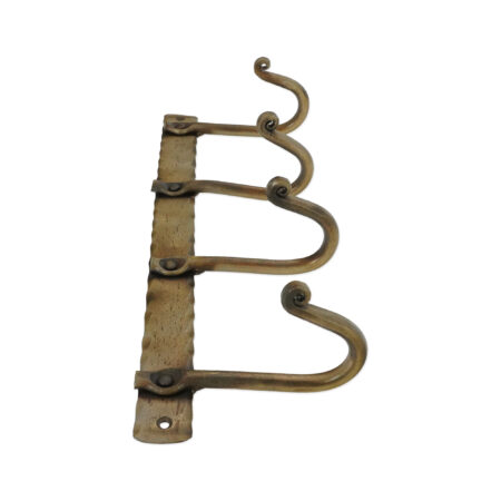 Spira Brass Iron Coat Hook Plain 4 leg - Antique - Image 3