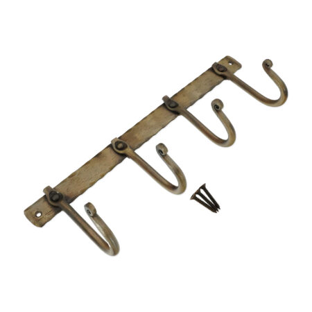 Spira Brass Iron Coat Hook Plain 4 leg - Antique - Image 4