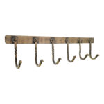Spira Brass Iron Coat Hook Twisted 6 leg - Antique