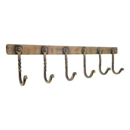 Spira Brass Iron Coat Hook Twisted 6 leg - Antique