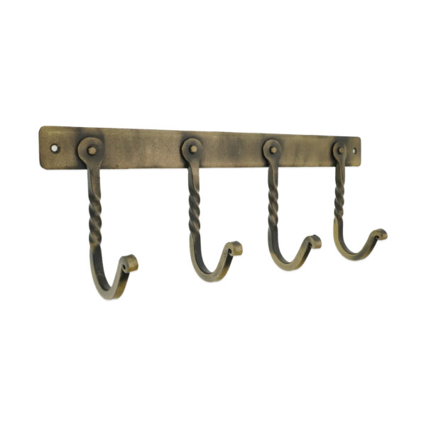 Spira Brass Iron Coat Hook Twisted 4 leg - Antique