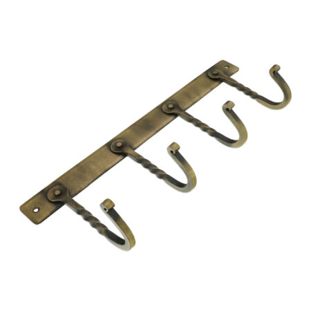 Spira Brass Iron Coat Hook Twisted 4 leg - Antique - Image 3