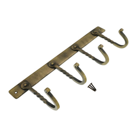 Spira Brass Iron Coat Hook Twisted 4 leg - Antique - Image 4
