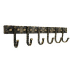 Spira Brass Iron Coat Hook Dotted 6 leg - Antique