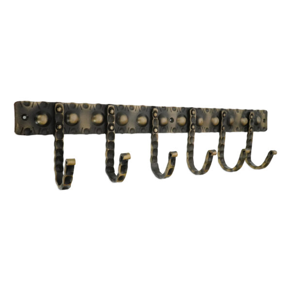 Spira Brass Iron Coat Hook Dotted 6 leg - Antique