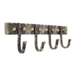 Spira Brass Iron Coat Hook Dotted 4 leg - Antique