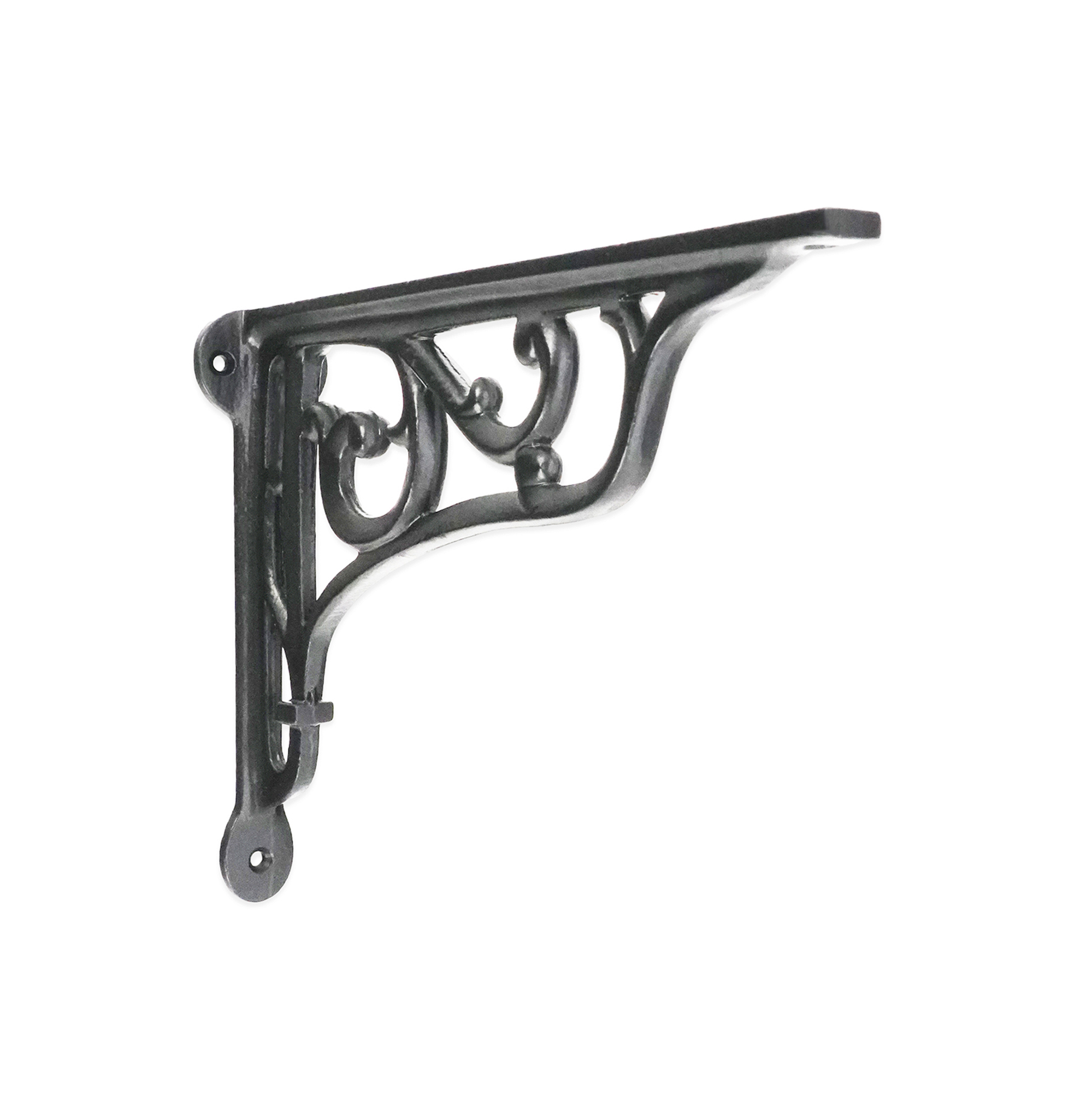 BR702BLK_1-1.jpg Spira Brass Edwardian Scroll Shelf Bracket Black (Sold in Pairs) - Image 1