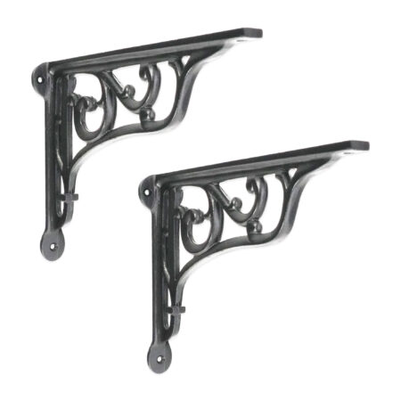Spira Brass Edwardian Scroll Shelf Bracket Black (Sold in Pairs) - Image 2
