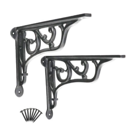 Spira Brass Edwardian Scroll Shelf Bracket Black (Sold in Pairs) - Image 4
