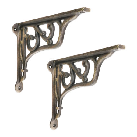 Spira Brass Edwardian Scroll Shelf Bracket Matt Antique (Sold in Pairs) - Image 2