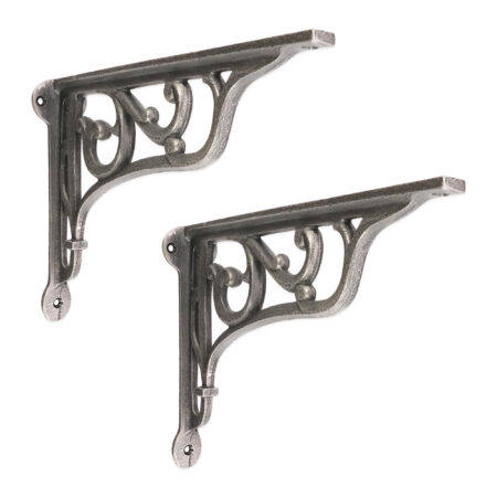 Spira Brass Edwardian Scroll Shelf Bracket Pewter (Sold in Pairs) - Image 2