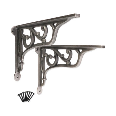 Spira Brass Edwardian Scroll Shelf Bracket Pewter (Sold in Pairs) - Image 4