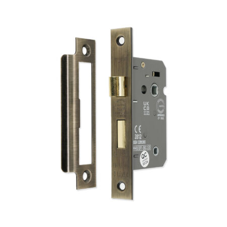 Spira Brass 2.5" CE 3 Lever Bathroom Lock FD60 - Antique Brass