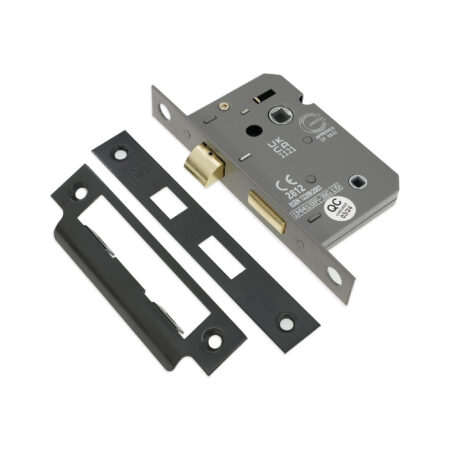 2.5" CE 3 Lever Bathroom Lock FD60 - Gunmetal Grey - Image 2