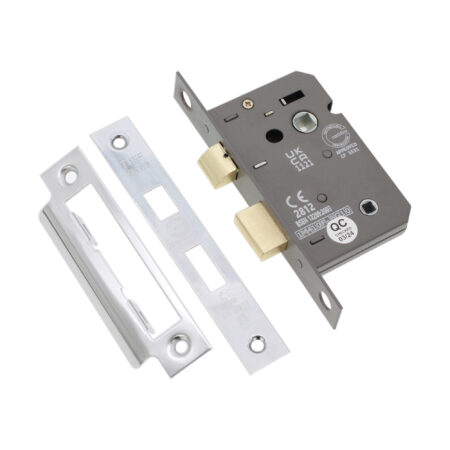 2.5" CE 3 Lever Bathroom Lock FD60 - Nickel Plated - Image 2