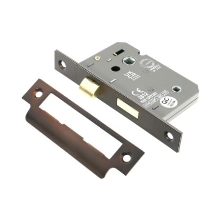 3" CE 3 Lever Bathroom Lock FD60 - Aged Bronze - Image 2