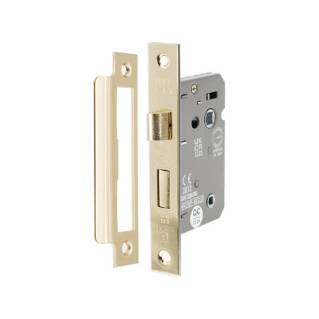 3" CE 3 Lever Bathroom Lock FD60 - Electro Brass