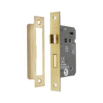 3" CE 3 Lever Bathroom Lock FD60 - Satin Brass