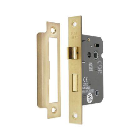 3" CE 3 Lever Bathroom Lock FD60 - Satin Brass