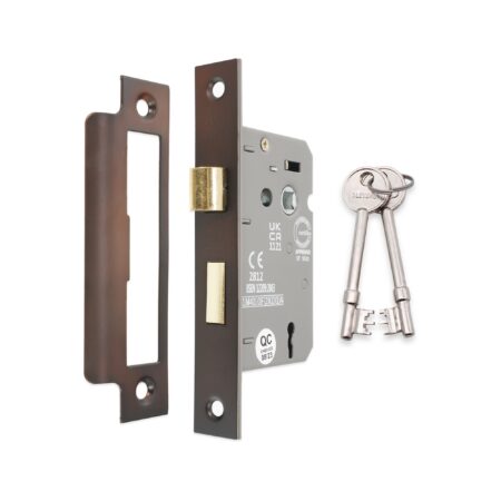 2.5" CE 3 Lever Mortice Sash Lock FD60 - Aged Bronze - Image 2