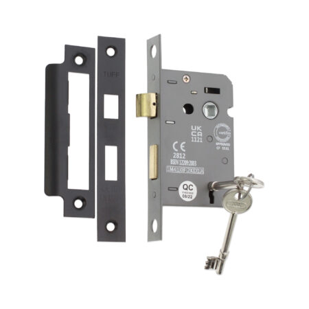 2.5" CE 3 Lever Mortice Sash Lock FD60 - Matt Black - Image 4